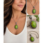 Vintage Sterling Silver Green Turquoise Style Stone Pendant Southwestern Boho