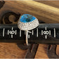 Sterling Silver Blue Heart Ring Adjustable Size 7 CZ Halo Romantic Gift Ring 925