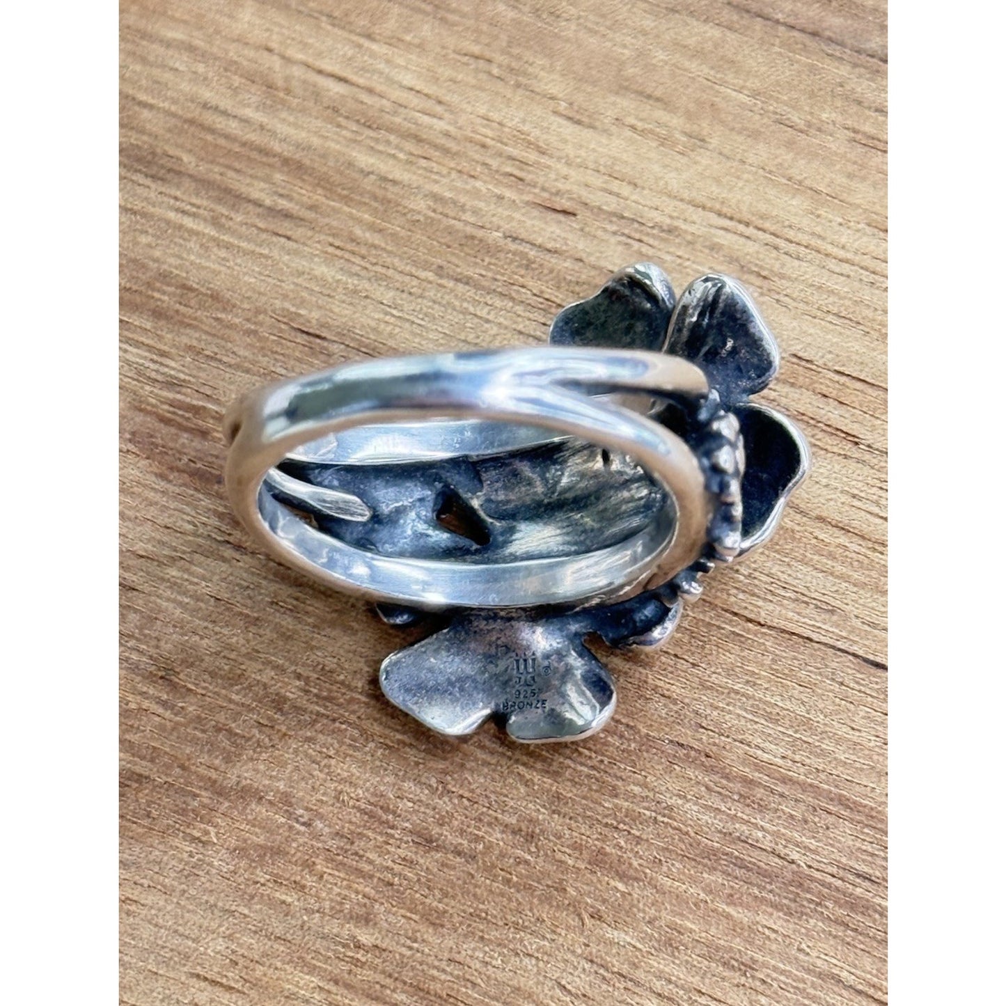 James Avery Retired Sterling Silver Blossom & Bronze Bee Ring Size 7.5