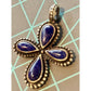 James Avery RARE Sterling Silver Beaded Blue Sodalite Cross Pendant