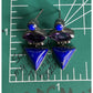 Vintage Sterling Silver Amethyst And Lapis Lazuli Modernist Dangle Drop Earrings