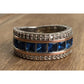 Sterling Silver Blue Stone Ring 925 Two Tone Band Size 6
