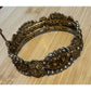 Vintage Etruscan Revival Filigree Rhinestone Amber Glass Bracelet