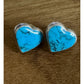 Vintage Mexico Sterling Silver Turquoise Heart Stud Earrings 12.4g TC-279 3/4”