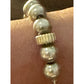 Sterling Silver 925 Vintage Beaded Stacking Bracelet 925 Gold Tone Spacers 7”