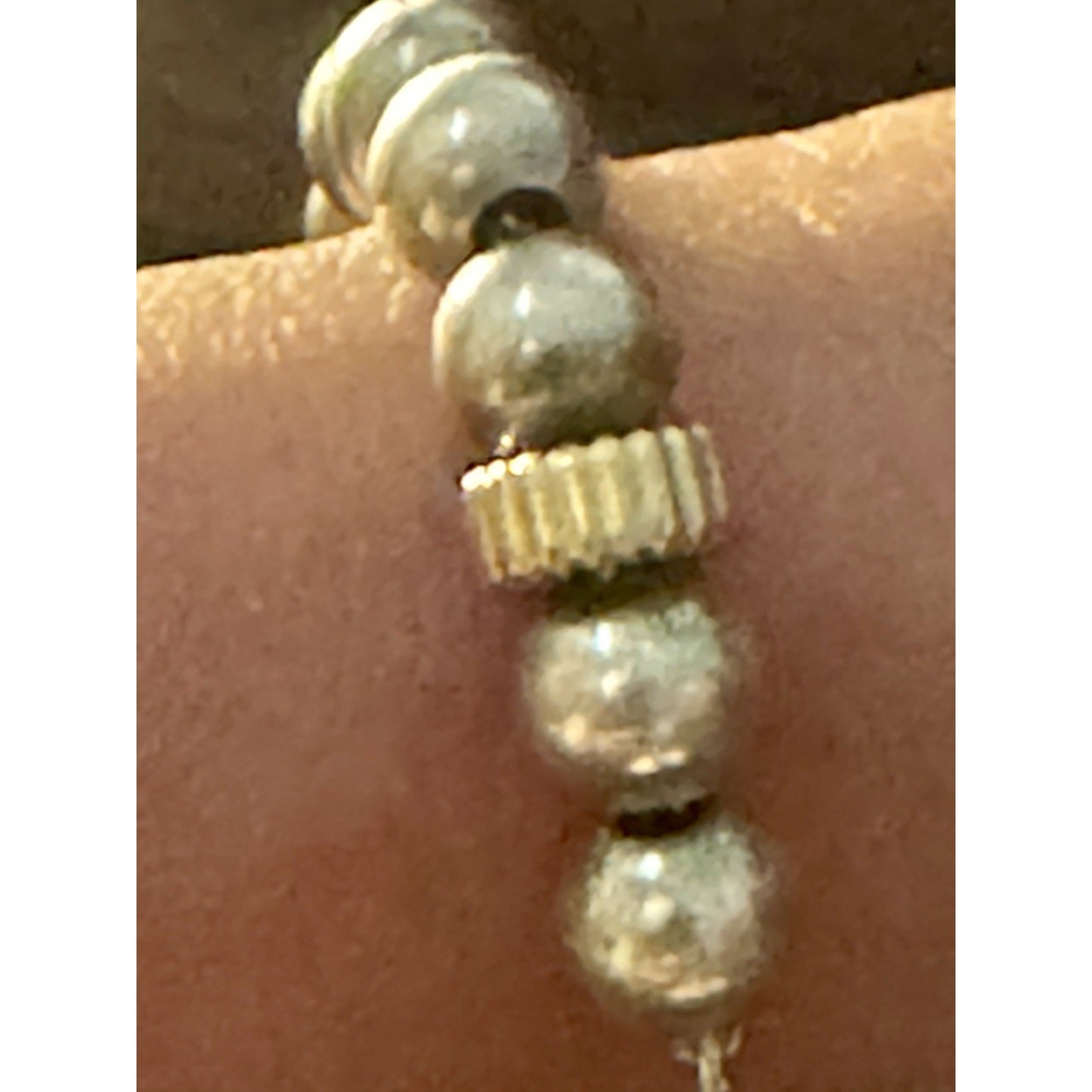 Sterling Silver 925 Vintage Beaded Stacking Bracelet 925 Gold Tone Spacers 7”