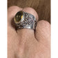 Vintage Sterling Silver Faceted Citrine Ring Sz 8.25 Artisan Filigree Swirl Band