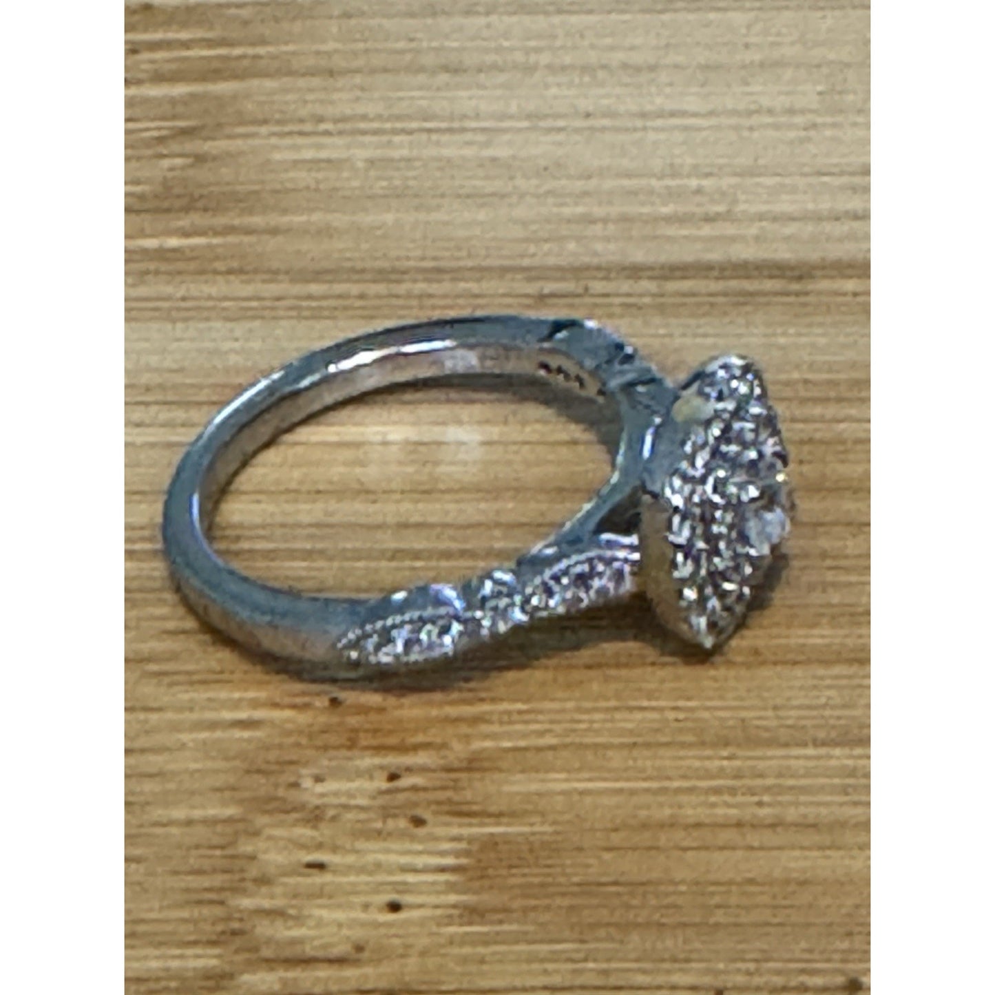 Sterling Silver Halo Engagement Ring Cushion Cut Pave Bridal Band Ring Size 7.25