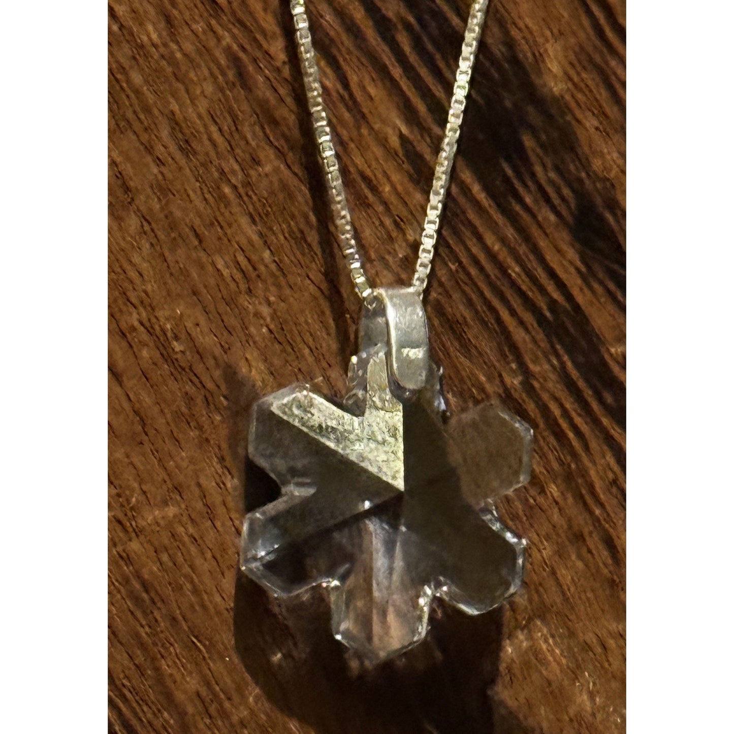 Vintage Sterling Silver Swarovski Crystal Snowflake Pendant Necklace 18”