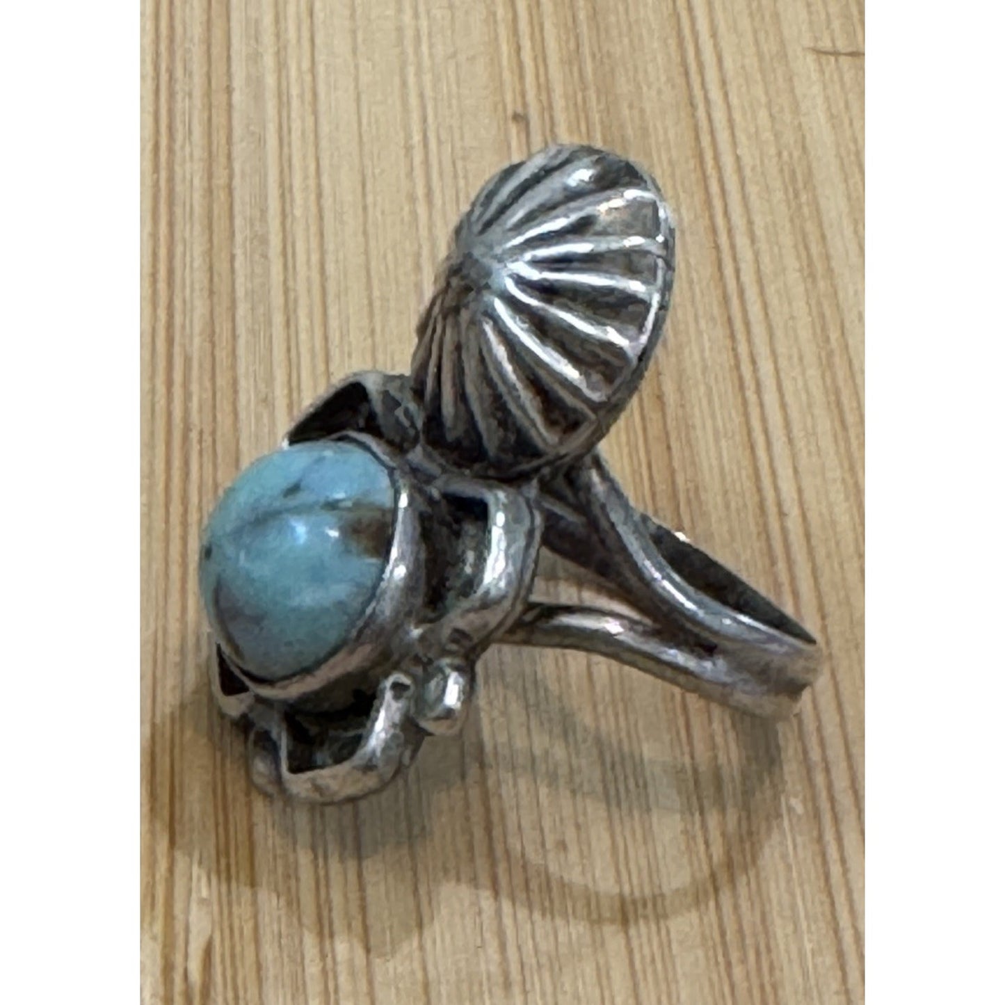 Vintage 925 Sterling Silver Turquoise Concho Flower Ring Southwestern Size 8