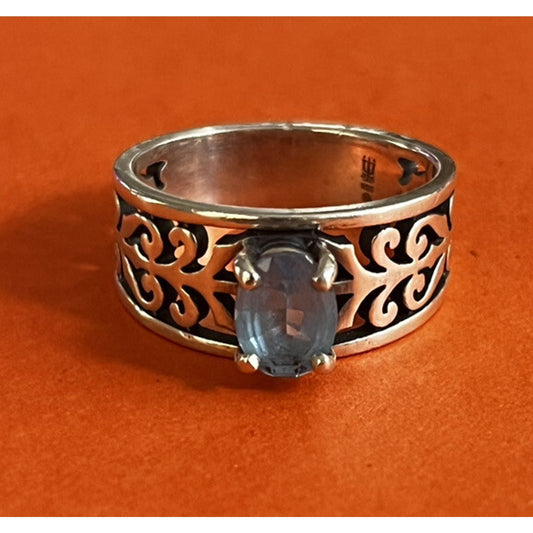 James Avery Adoree Sterling Silver Blue Topaz Ring Size 8 Pre-Owned