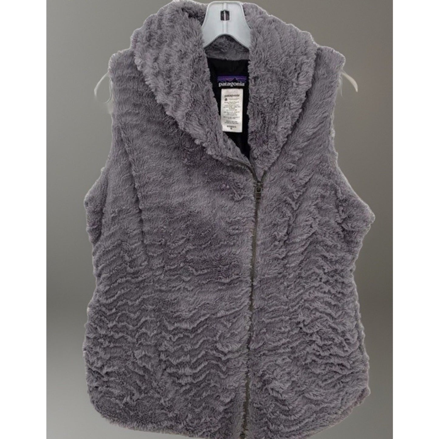 PATAGONIA Womens Gray Faux Fur Lined Zippered Vest Size Medium