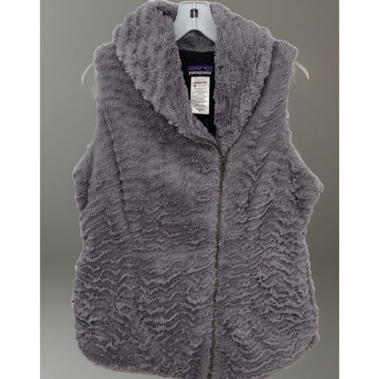 PATAGONIA Womens Gray Faux Fur Lined Zippered Vest Size Medium