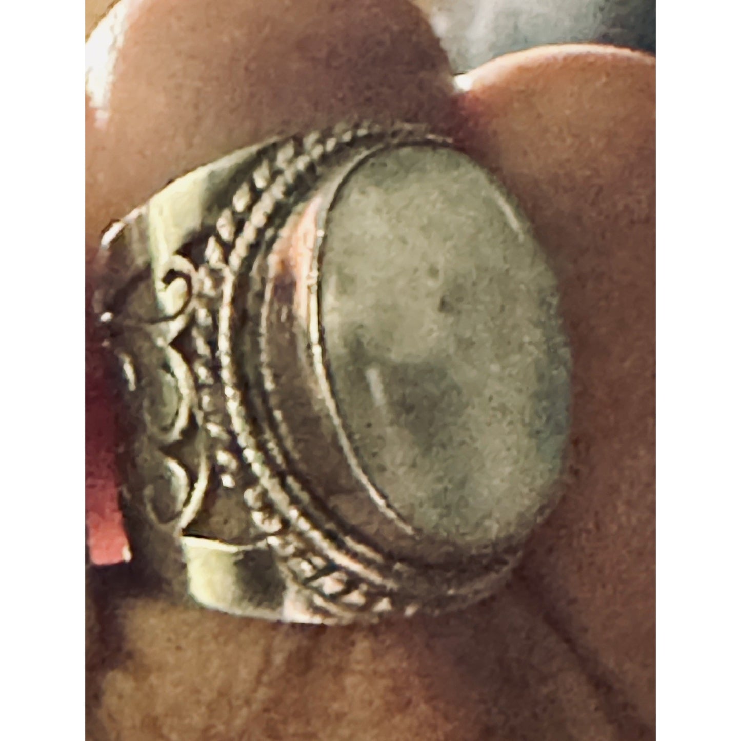 Vintage 925 Sterling Silver Natural Moonstone Statement Ring Size 8 13g Boho