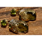 Vintage Sarah Coventry Touch of Elegance Green Glass Clip Gold Tone Earrings ‘71