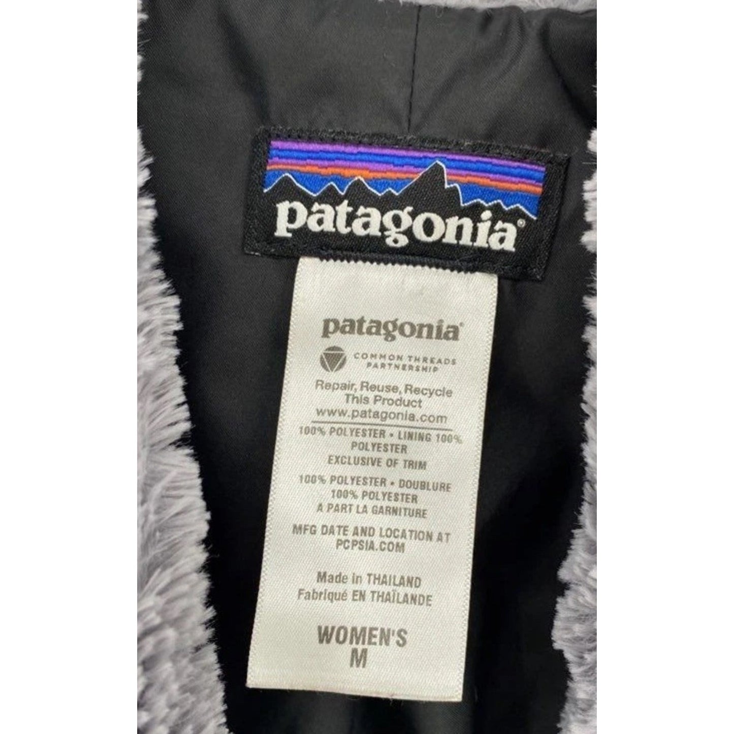 PATAGONIA Womens Gray Faux Fur Lined Zippered Vest Size Medium