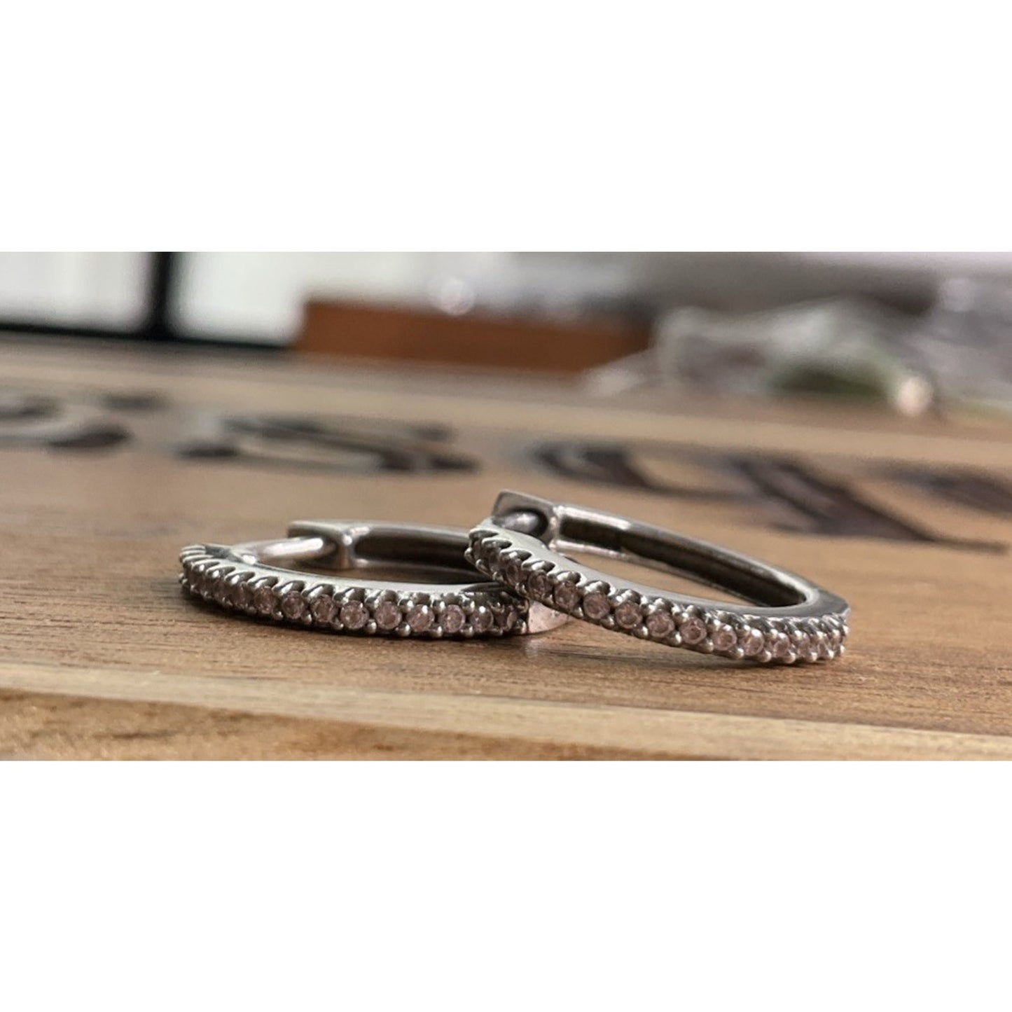 Sterling Silver Pink CZ Huggie Hoop Earrings Dainty 925
