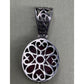 VintageSterling Silver Red Cabochon Pendant Ornate Filigree Bail