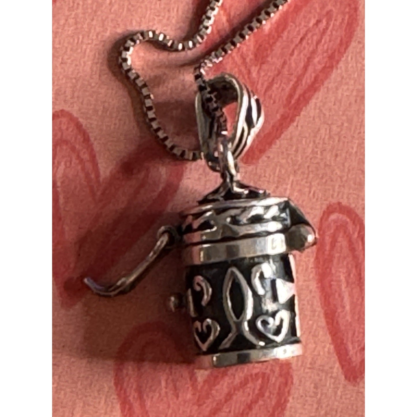 Vintage Sterling Silver Amulet Pendant (Opening Prayer / Wish Box) With Necklace