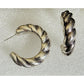 Vintage Sterling Silver 925 Ribbed Fluted Half Hoop Twisted Chunky Earrings