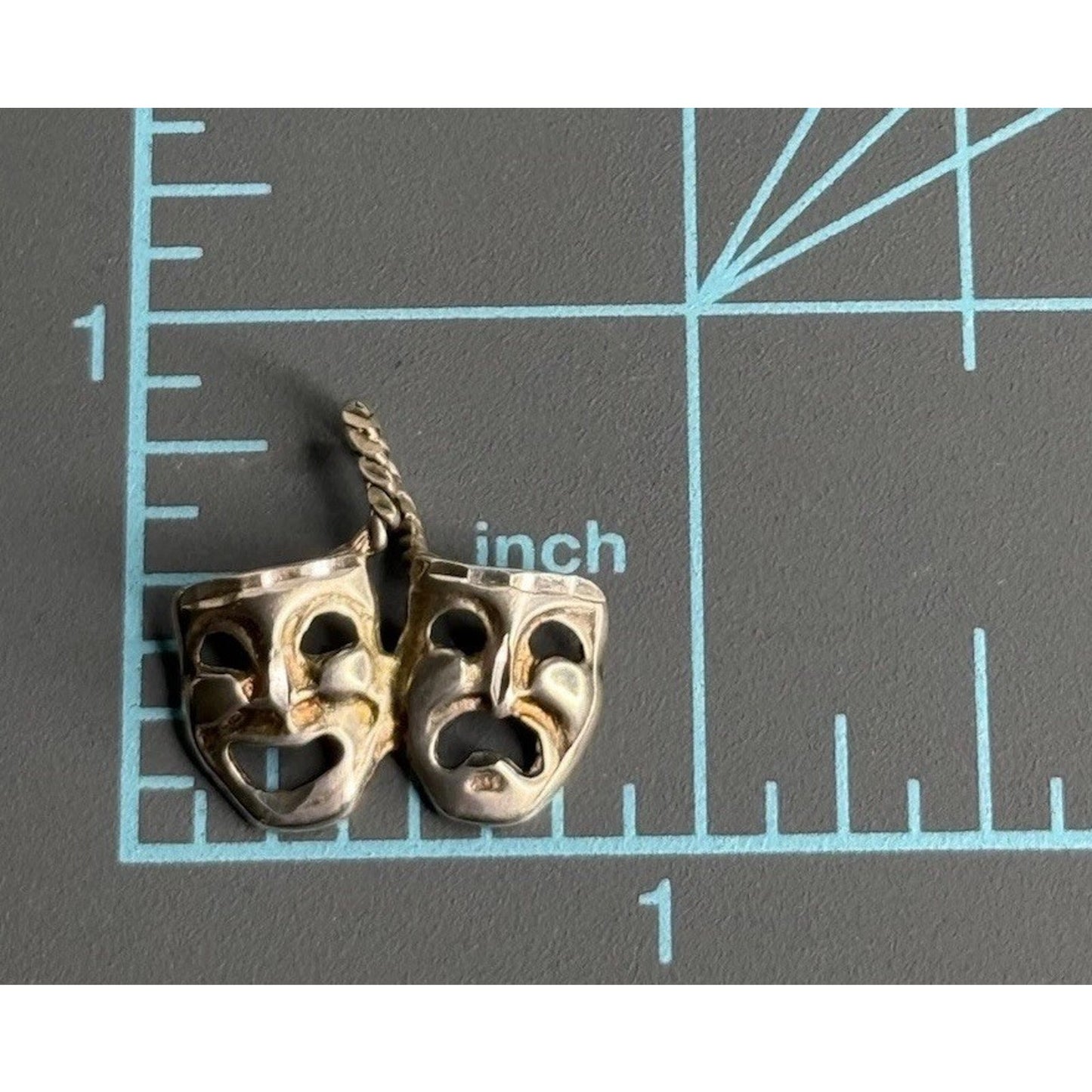 Vintage Sterling Silver Theater Drama Mask V Laugh Now Cry Later Charm