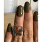 Vintage Sterling Silver Crushed Turquoise Native American Butterfly Ring Sz 5.5