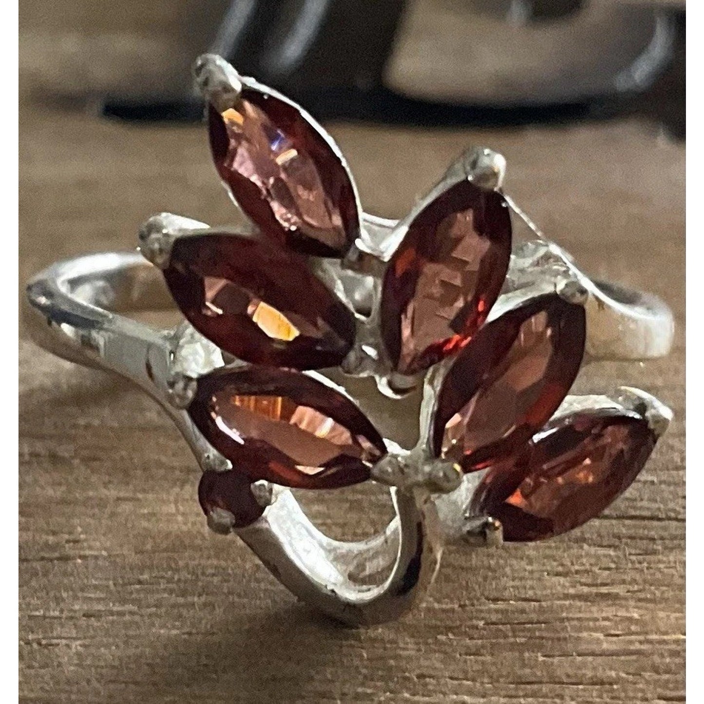 IBBC Sterling Silver Leaf Vine Wrap Ring 925 Marcasite Style Bypass Ring Size 7
