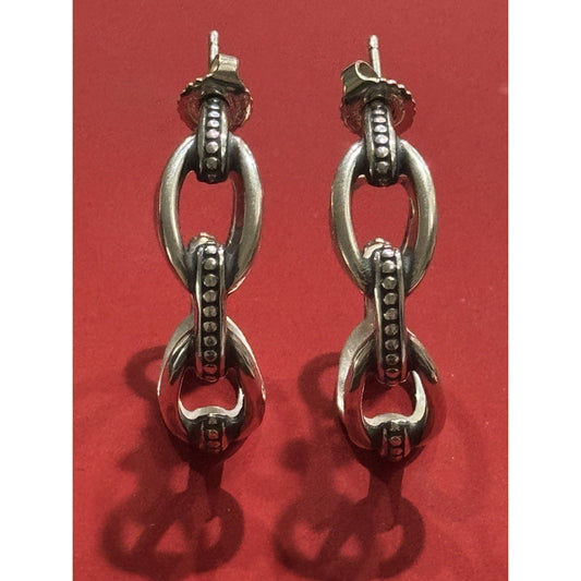 James Avery Retired Sterling Silver Beaded Connected Link Earrings Pre-Owned