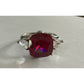 BGE 925 Sterling Silver Ruby Red Cushion Cut Style Ring Size 9
