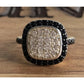 Sterling Silver Black & White CZ Halo Square Cushion Cluster Ring Size 7