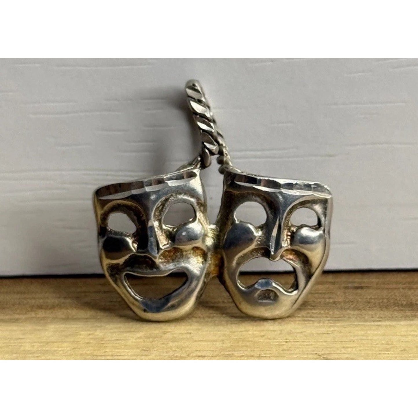 Vintage Sterling Silver Theater Drama Mask V Laugh Now Cry Later Charm