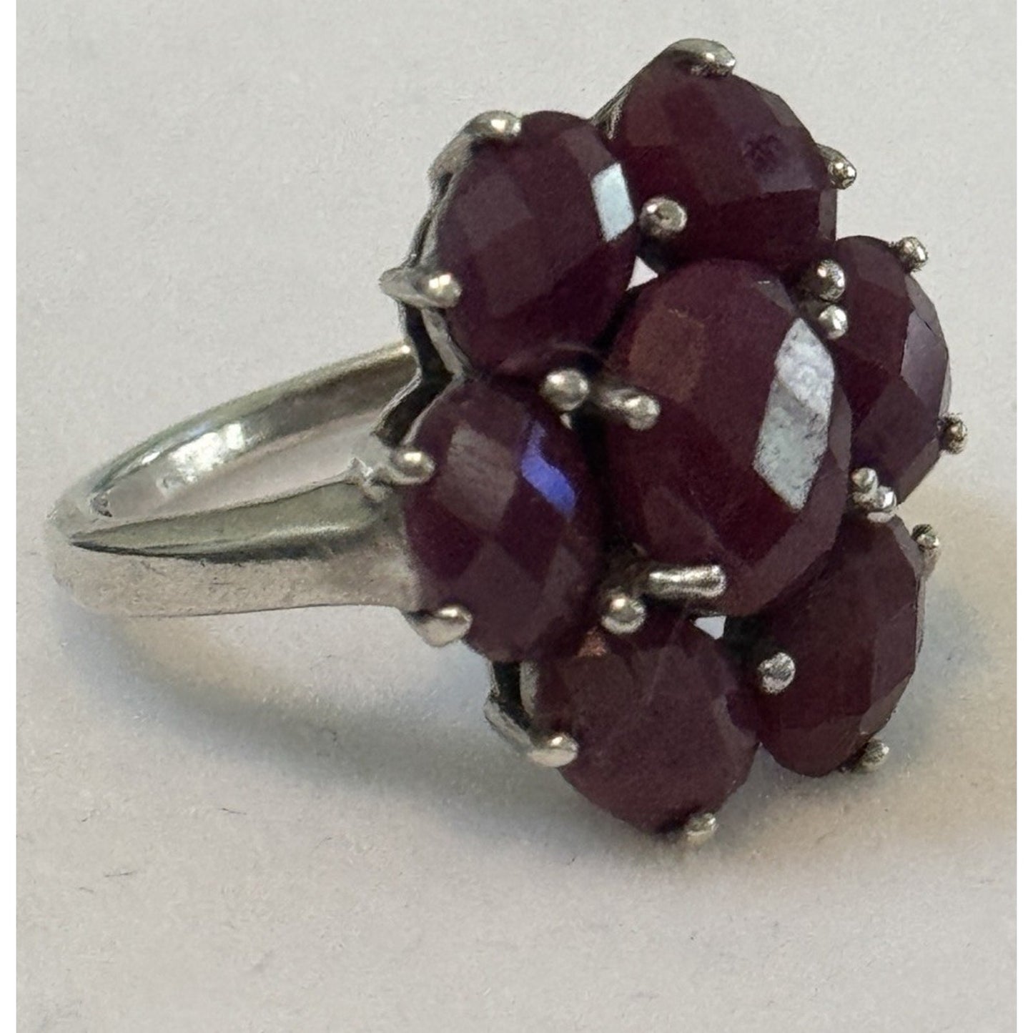 Vintage Ruby Flower Cluster Ring Estate Cocktail Ring Size 7 July Gemstone