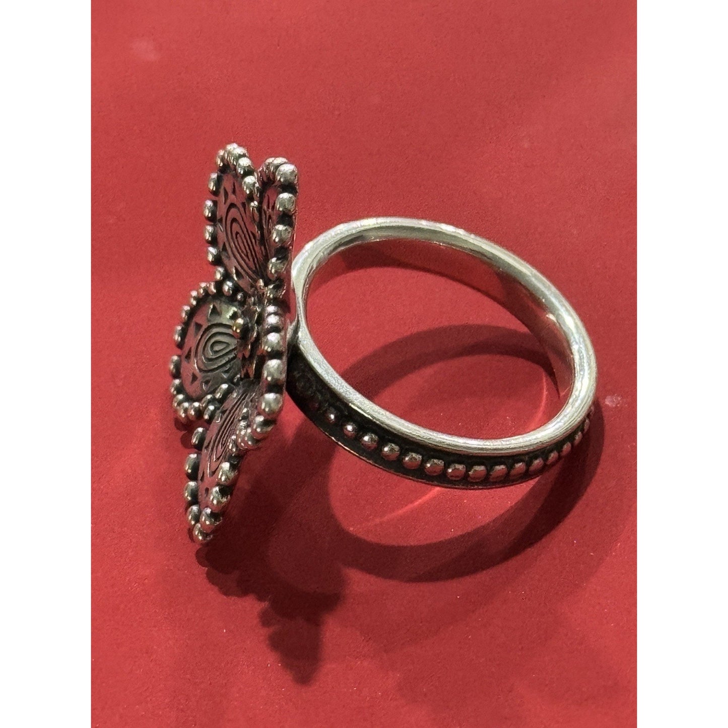 Pre owned James Avery Retired Sterling Silver & Bronze Beaded Festive Flower Ring Size 7.5
