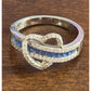 Brand New Exotic Heart Blue Sapphire CZ Sterling Silver Ring Size 7.5