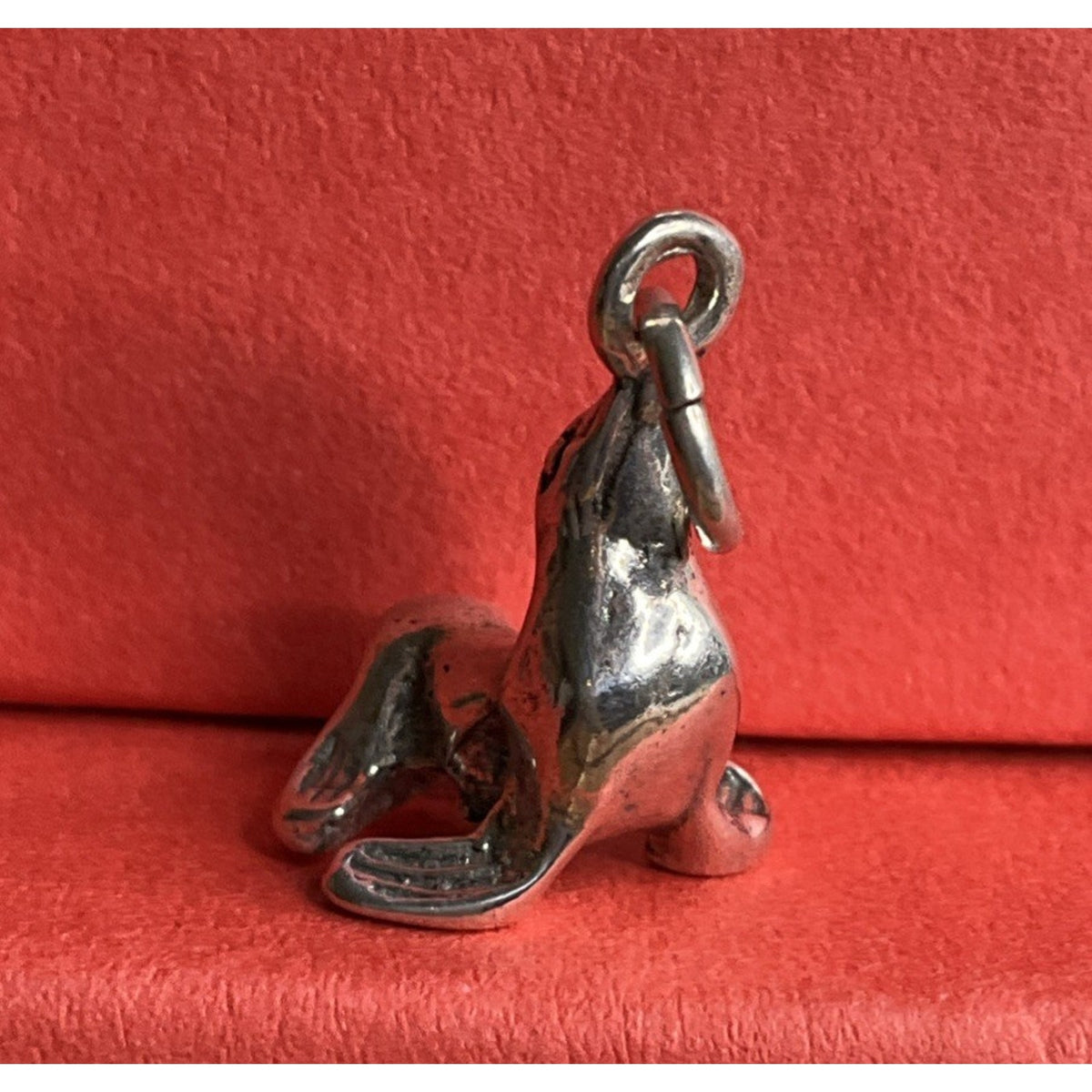 Vintage Sterling Silver Seal Charm Pendant Animal Theme