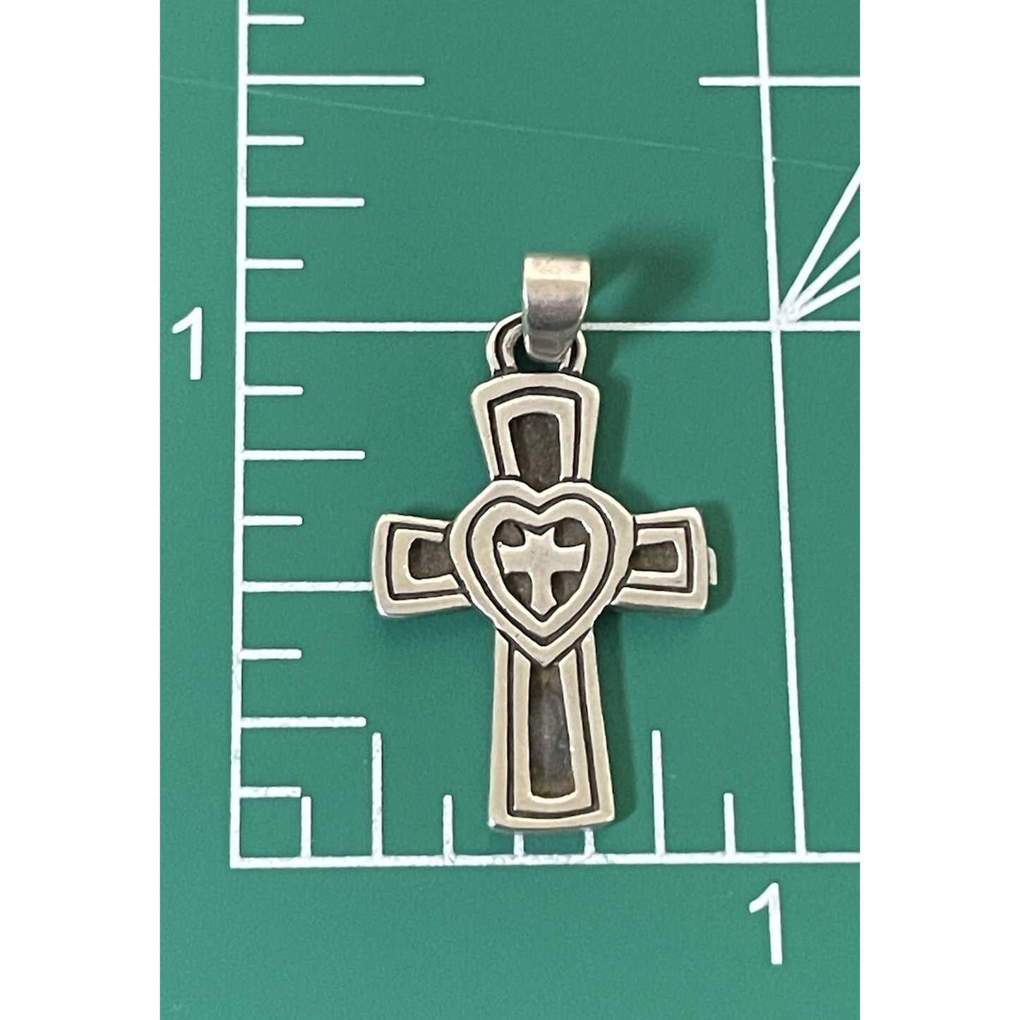 James Avery Retired Silver Heart Cross Love Pendant Pre-Owned
