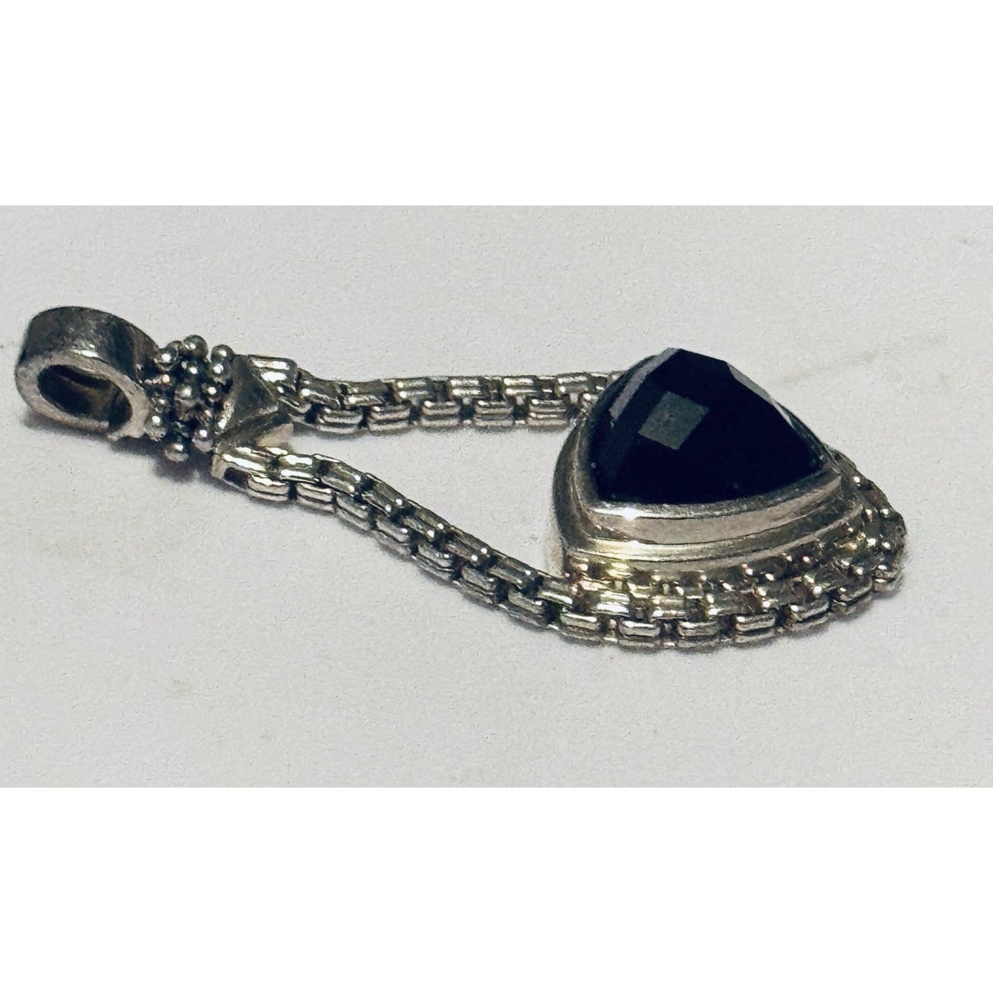 Michael Dawkins 925 Sterling Silver Black Onyx Pendant Enhancer Chain Link 17g