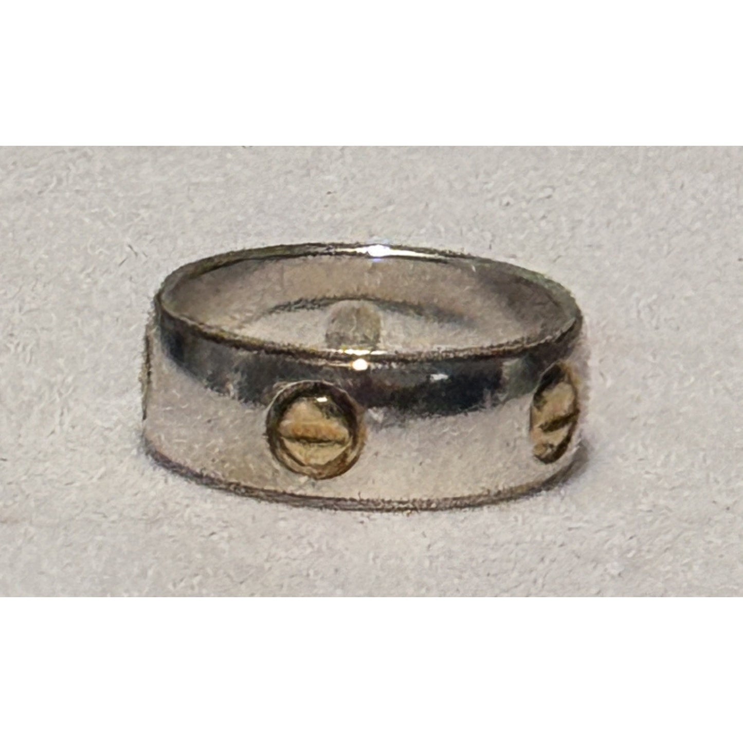 Vintage Italy 925 Sterling Silver Gold Tone Screw Band Ring Size 5