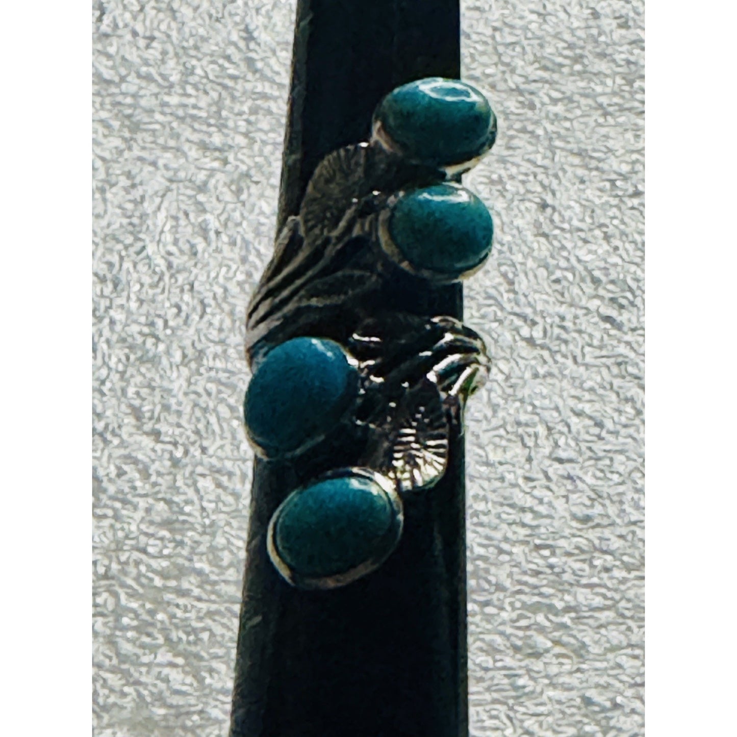 Vintage 925 Sterling Silver Long Turquoise Cabochon Statement Ring Size 7.5