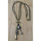 1928 Cameo Tassel Necklace Earrings Set Gold Tone Black Bead Victorian Revival