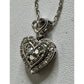 Genuine Diamond 1/10 ctw Double Heart Halo Pendant 925 Sterling w/ 18” Necklace