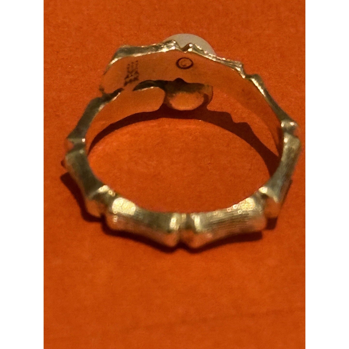Pre owned James Avery 14K Yellow Gold PEARL BAMBOO RING - Size 6 - Retired RARE!