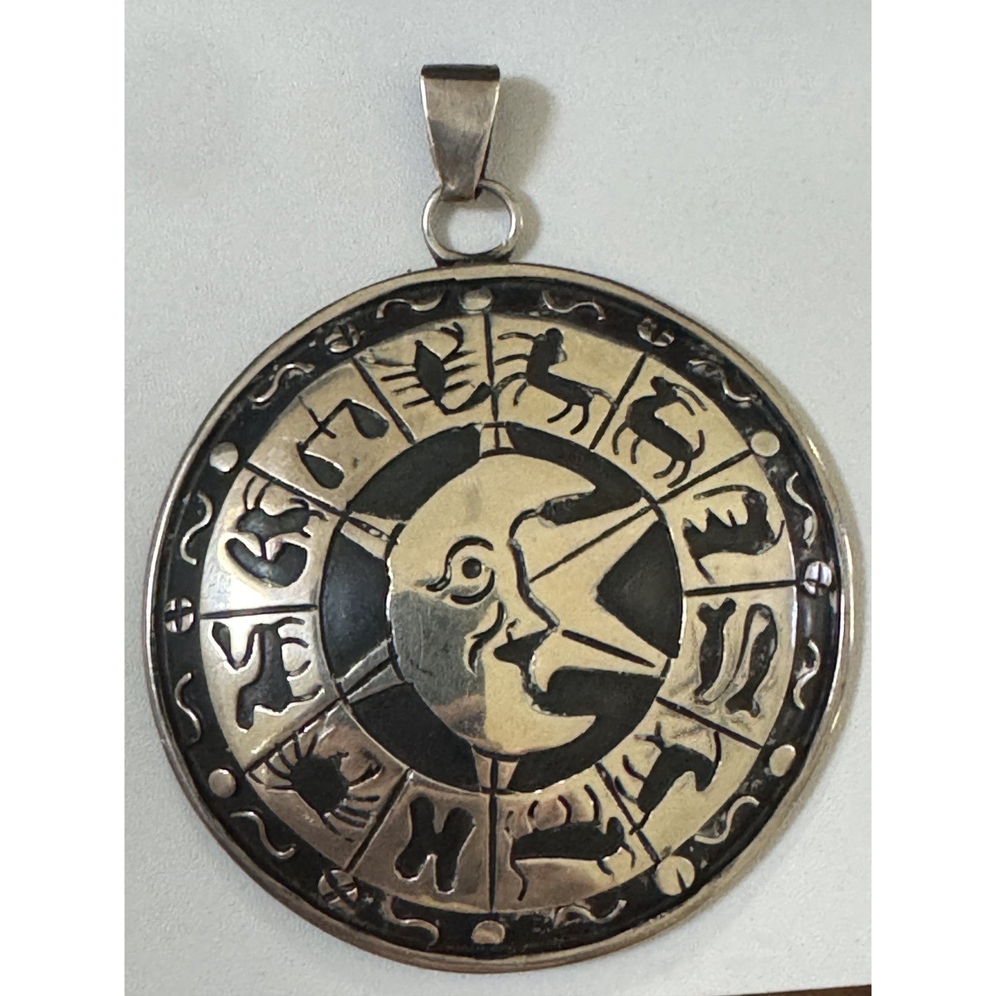 Taxco Mexico FRR Sterling 925 Zodiac Sun Moon Pendant Eagle 3 20.9g Vintage Mint