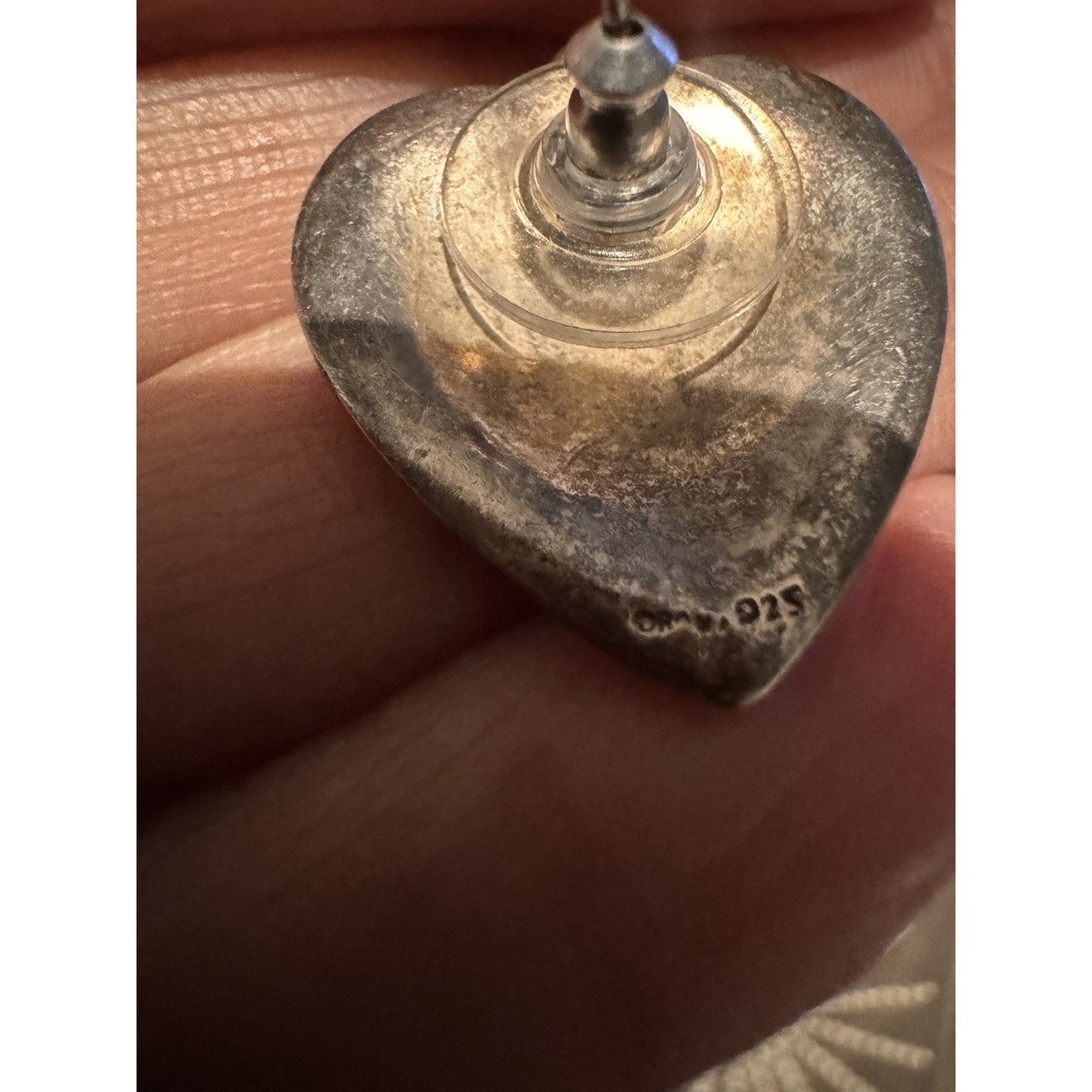 Vintage Sterling Silver Heart Stud Earrings Southwestern Style 925 Boho 7.2gr