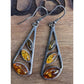Sterling Silver Baltic Amber Dangle Drop Earrings Modern 1.5”