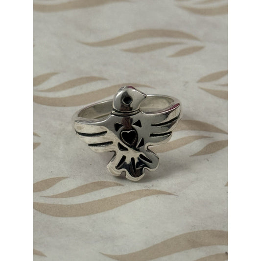 Pre owned James Avery RARE Retired Sterling Silver Rain Dove Bird Ring Heart Center Size 8