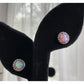 Sterling Silver Opal Halo Stud Earrings Round Fire Opal 925
