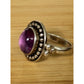 Amethyst Cabochon Sterling Silver Beaded Purple Gemstone Ring Size 7.5 India