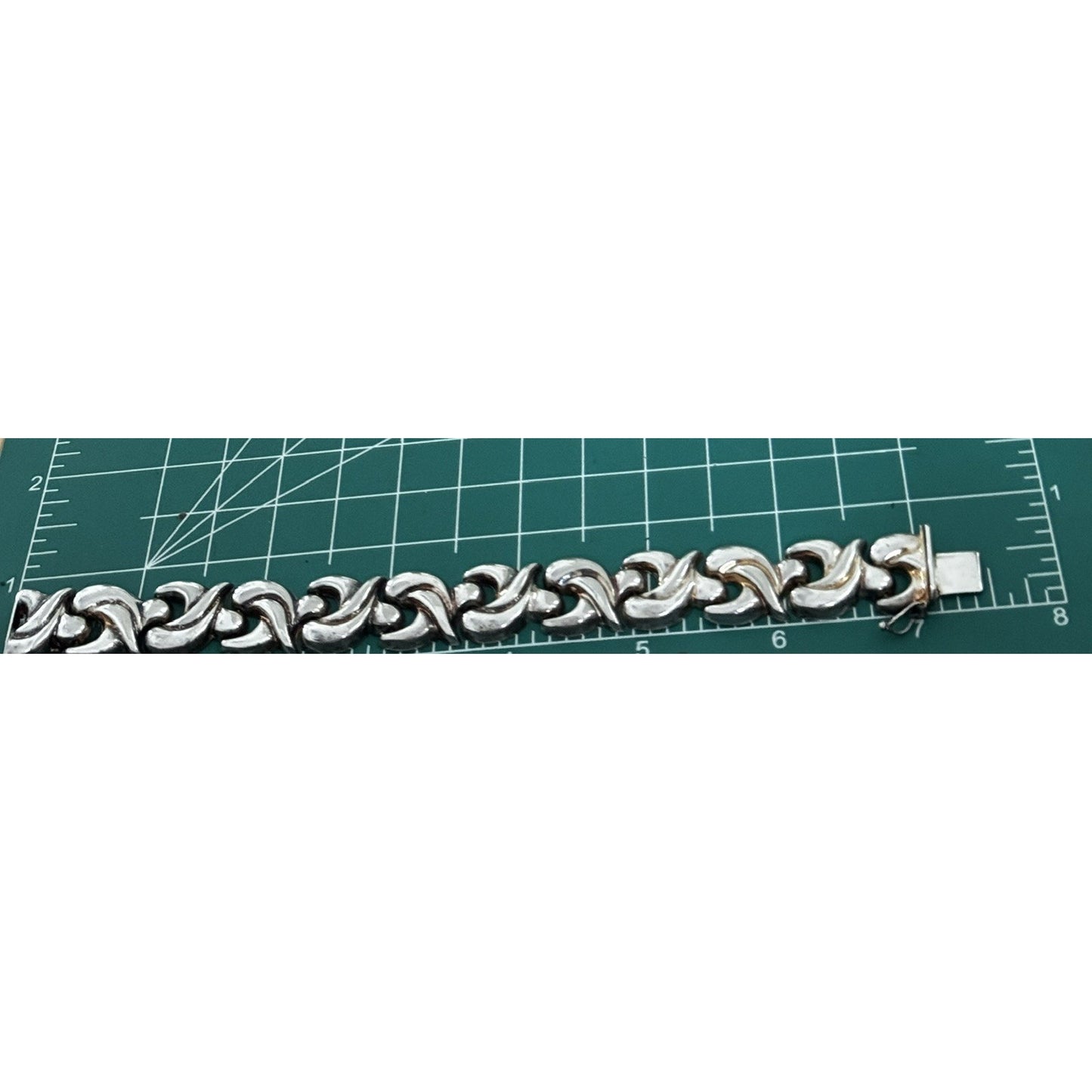 Vintage Milor Italy 925 Sterling Silver Fan Scroll Link Bracelet 7.5” 22g