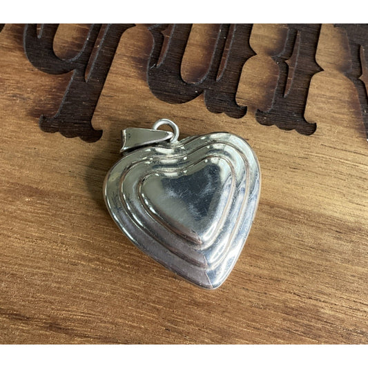 Vintage Sterling Silver Puffy Heart Pendant